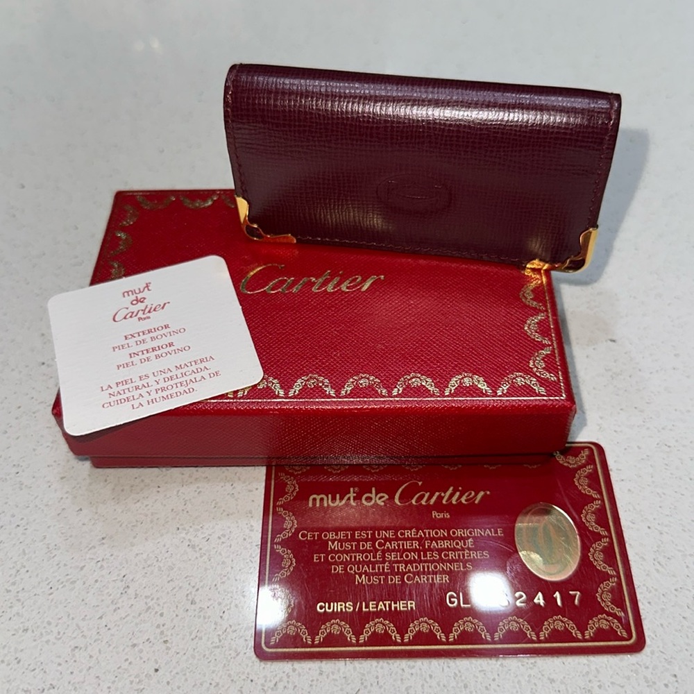 Cartier Gold and Red Keychain Holder w 4 prongs in box & card
